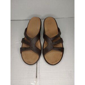 Brown Crocs Women’s Dual Comfort Slip-On Sandals With Strappy Design Size 9